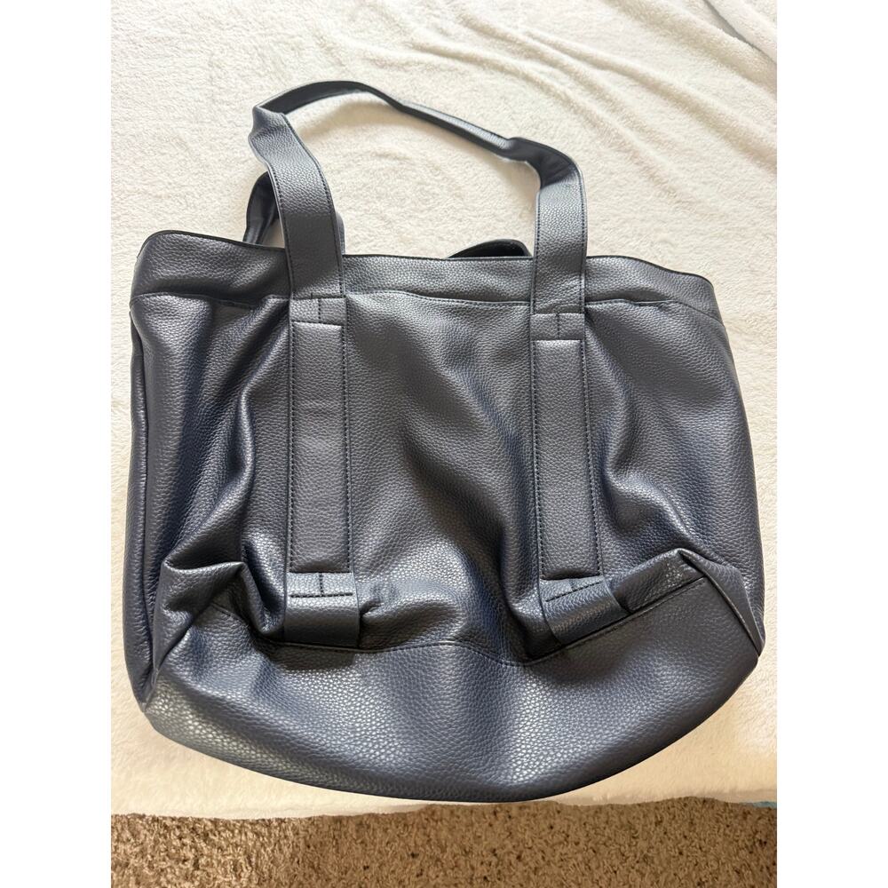 Urban Expressions Navy Blue Pebble Vegan Leather Tote Bag Multi Pockets